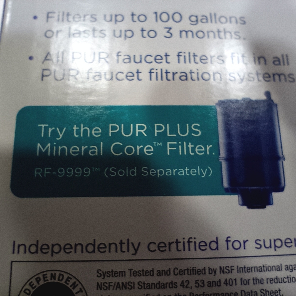 COPY Free PUR plus replacement filter with any PUR faucet filter listed.#RF9999